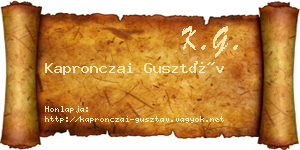 Kapronczai Gusztáv névjegykártya